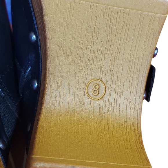 MIA Black Vegan Leather Silver Studded Clogs with Wooden Heel - Picture 12 of 14